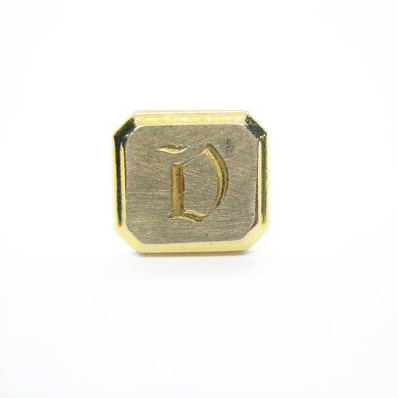 Initial Monogram D Tie Tack Pin with chain old English Letter vintage - Picture 3 of 3